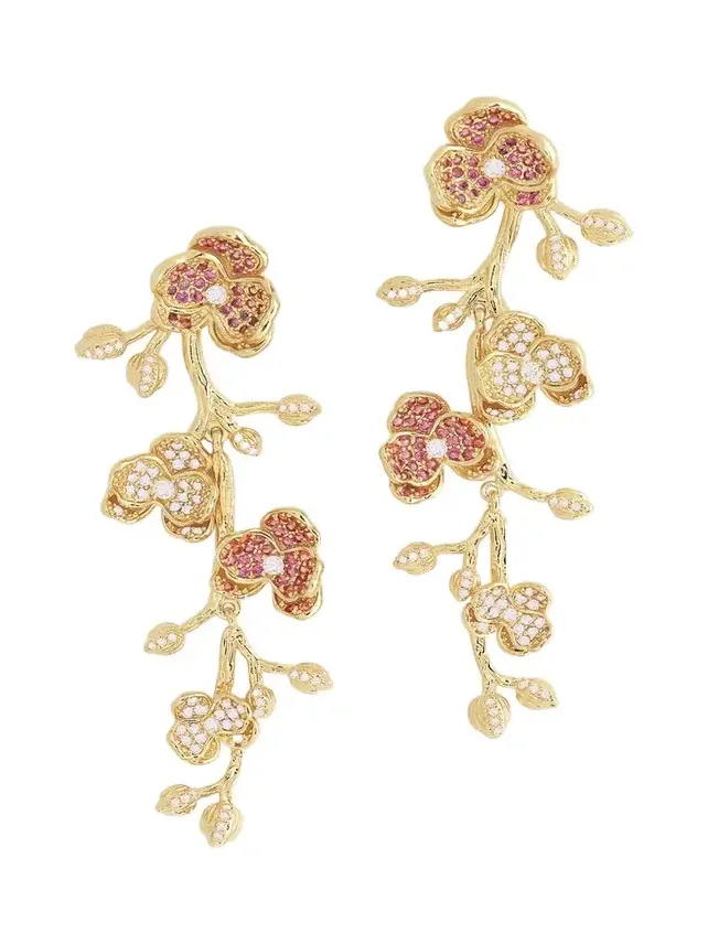 Cubic Zirconia Orchid Dangle Earrings Cubic Zirconia Orchid Dangle Earrings