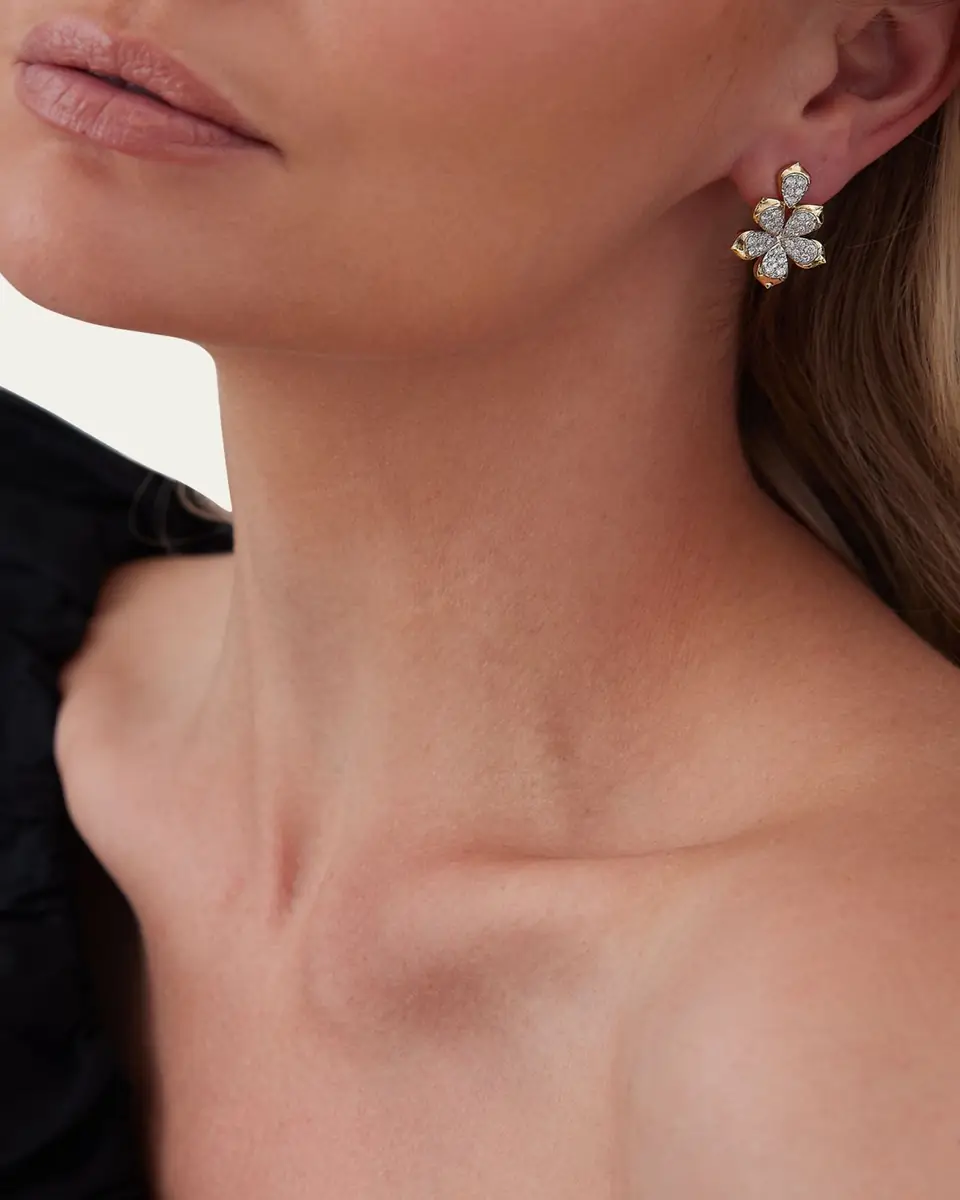 SARA WEINSTOCK 18K Two-Tone Gold Lierre Diamond Partial Pear Flower Stud Earrings | Thumbnail 2 SARA WEINSTOCK 18K Two-Tone Gold Lierre Diamond Partial Pear Flower Stud Earrings | Thumbnail 2