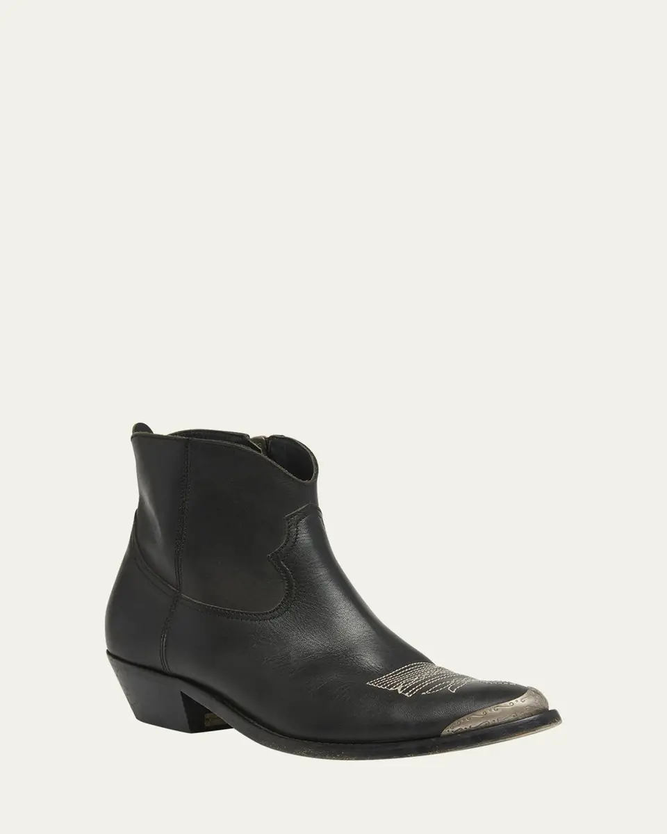 Golden Goose Young Leather Zip Cowboy Ankle Boots | Thumbnail 3