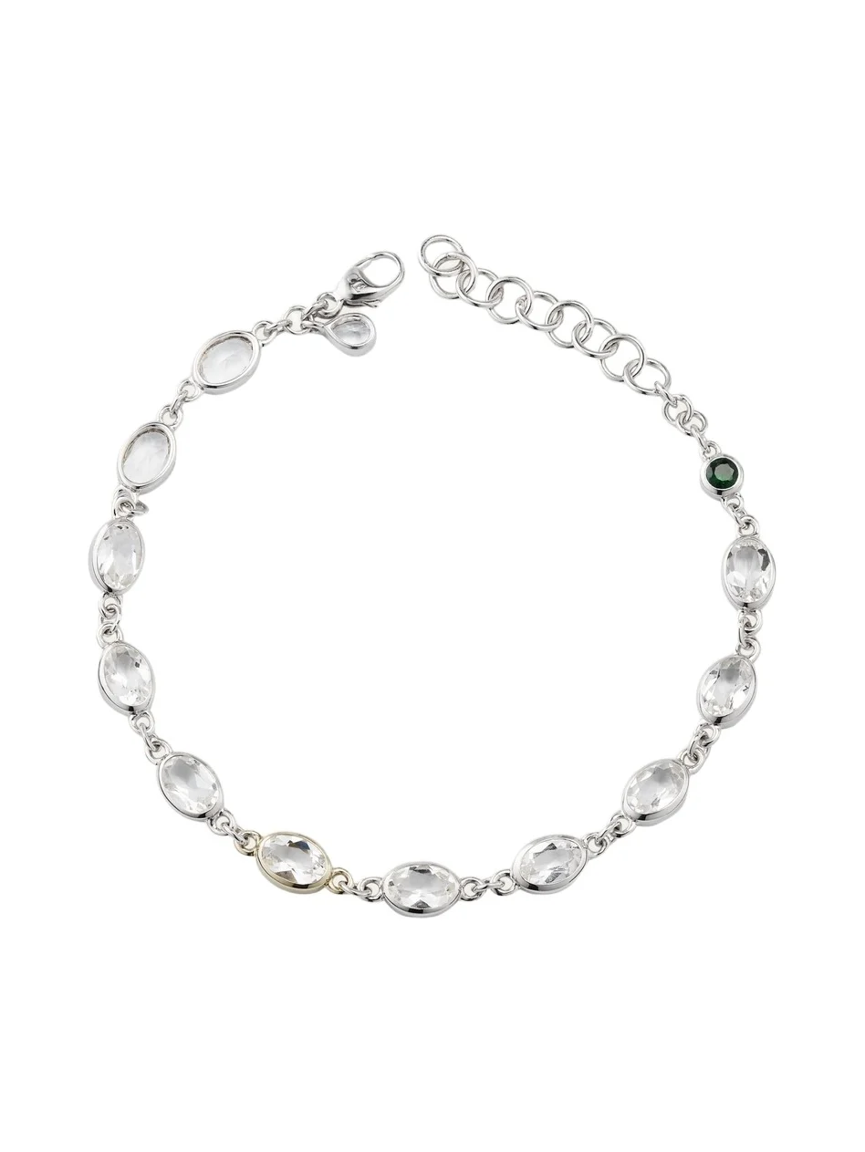 Oval Bezel-Set Rock Crystal Tennis Bracelet in Sterling Silver