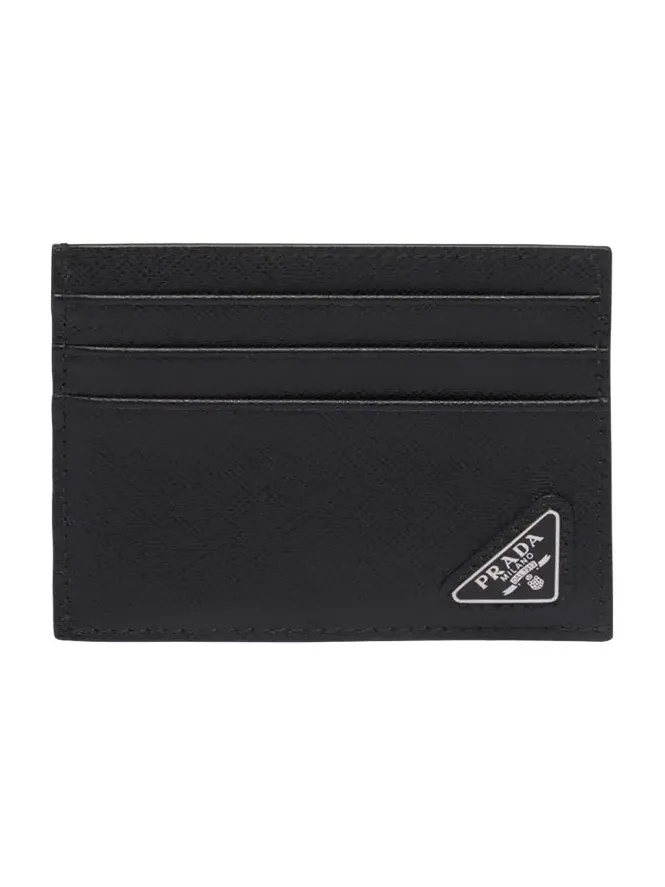 Men's Saffiano Leather Logo Card Case