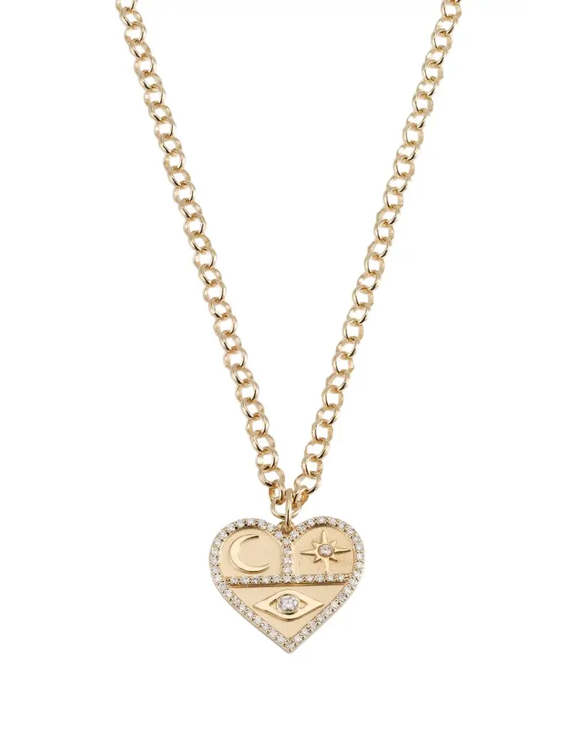 Sydney Evan Heart Icon Charm Chain Necklace with Diamonds | Image 1 Sydney Evan Heart Icon Charm Chain Necklace with Diamonds | Image 1