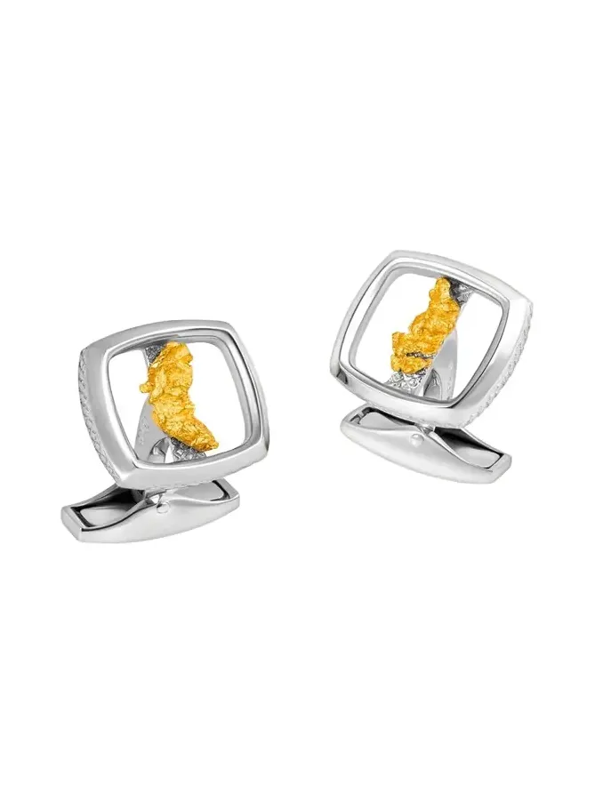 Men's Limited Edition Gold Nugget Cufflinks in Silver