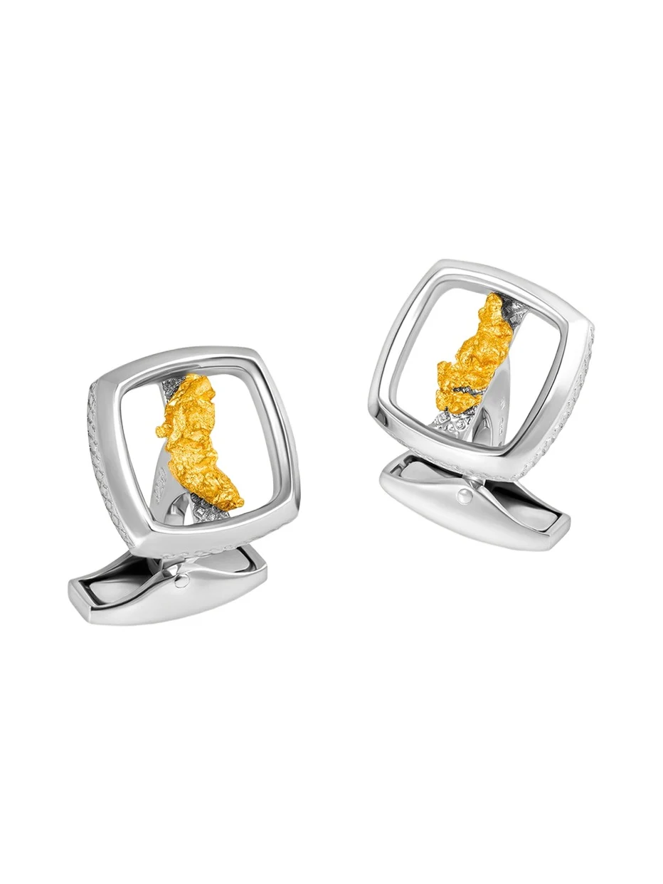 Men's Limited Edition Gold Nugget Cufflinks in Silver Men's Limited Edition Gold Nugget Cufflinks in Silver