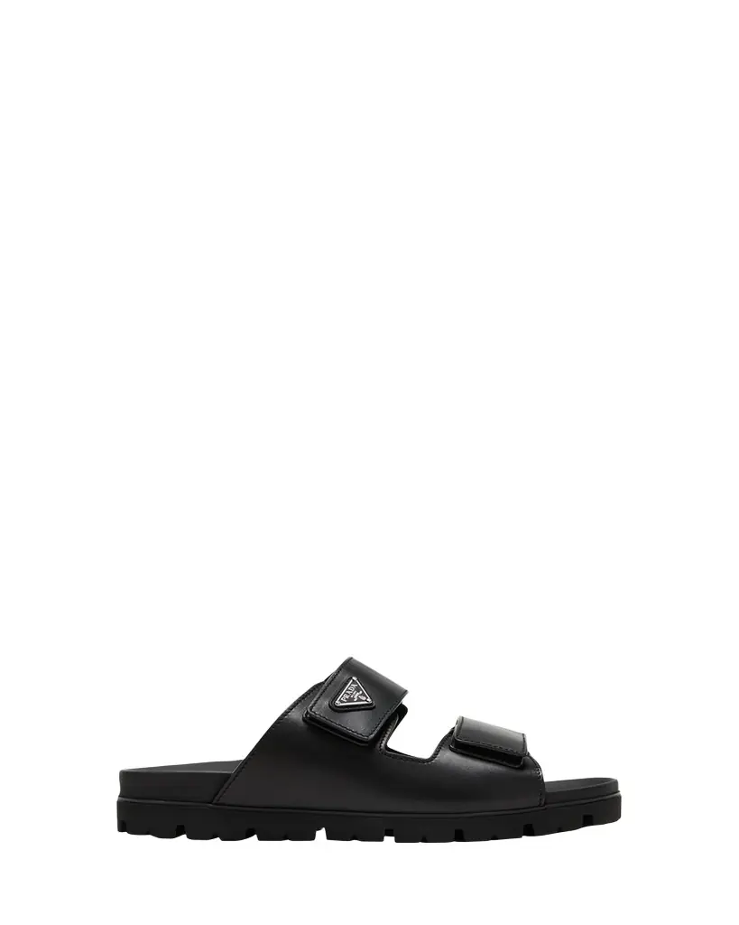 Prada Men's Fussbett Leather Dual-Grip Slide Sandals | Image 1 Prada Men's Fussbett Leather Dual-Grip Slide Sandals | Image 1