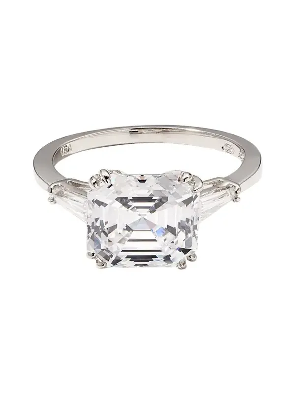 4.5 TCW 14k White Gold Asscher Cubic Zirconia Ring