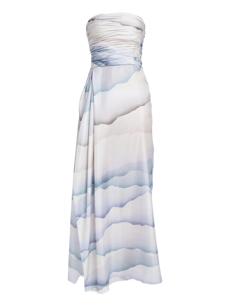 Printed Strapless Ruched Silk Dress Printed Strapless Ruched Silk Dress