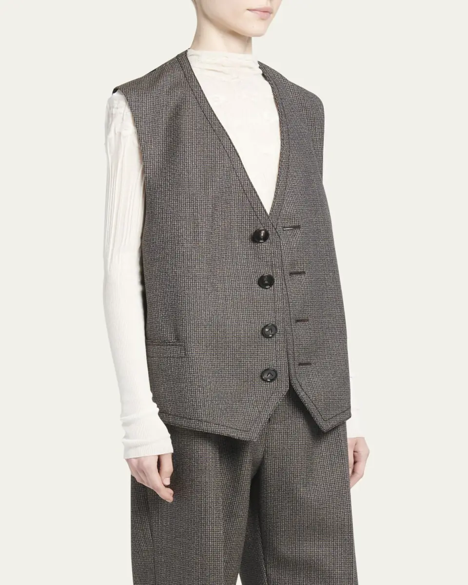Bottega Veneta Classic Wool Houndstooth Vest | Thumbnail 4 Bottega Veneta Classic Wool Houndstooth Vest | Thumbnail 4