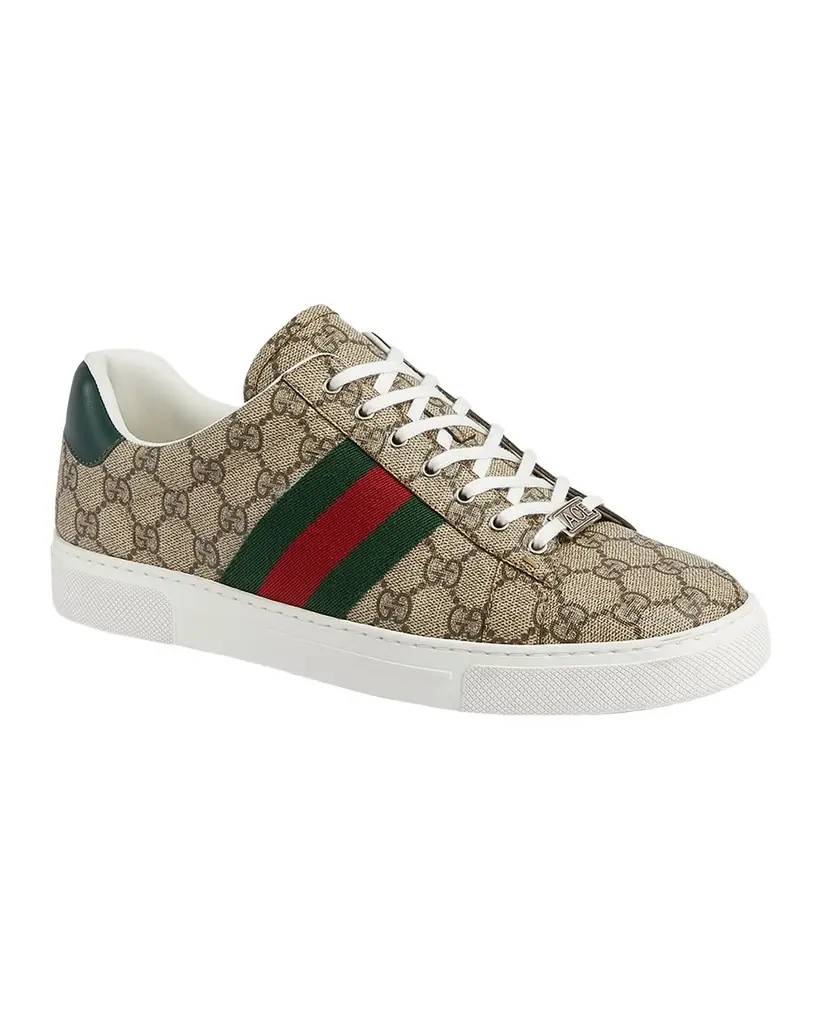 Gucci Men's Ace Low-Top Sneakers with Web | Image 1 Gucci Men's Ace Low-Top Sneakers with Web | Image 1
