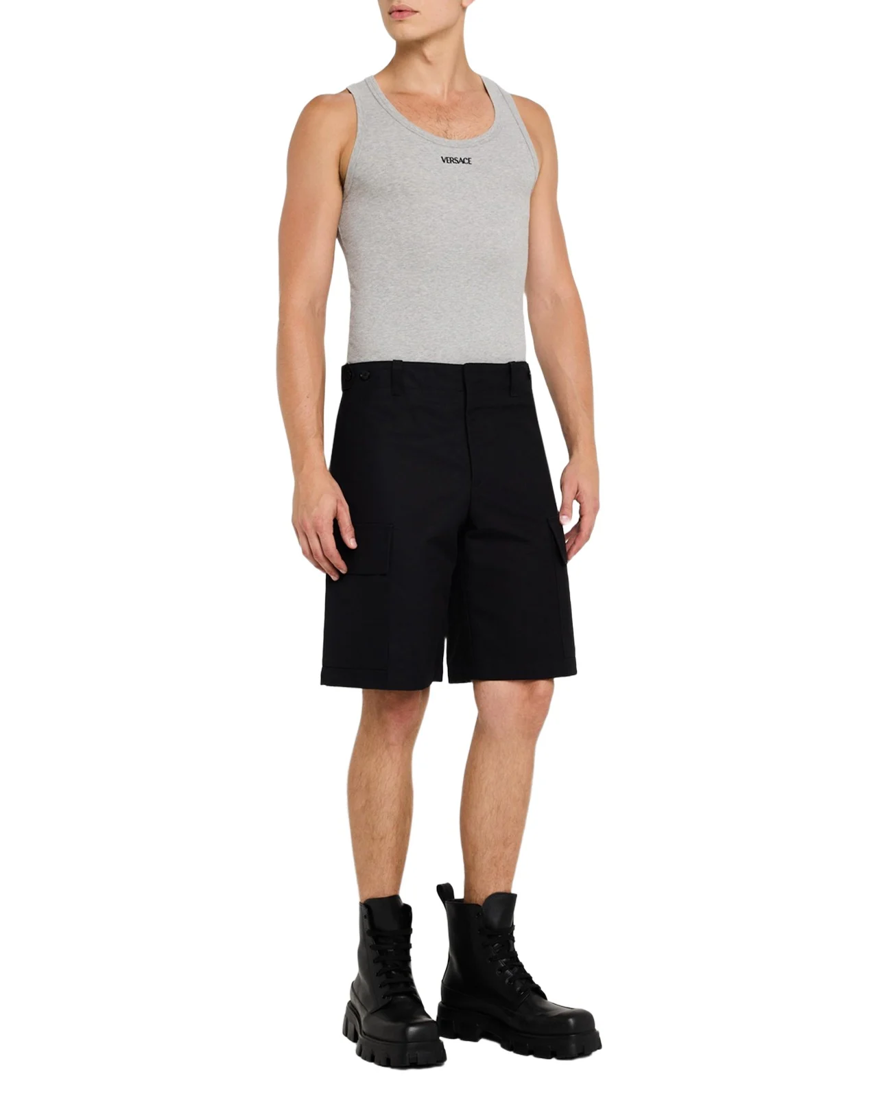 Versace Men's Embroidered Logo Tank Top
