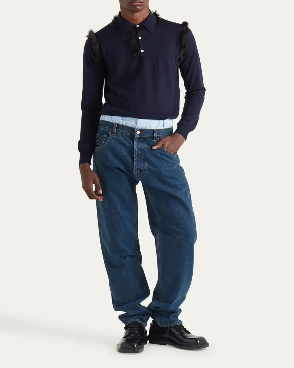Prada Men's Relaxed Used-Look Jeans | Thumbnail 3 Prada Men's Relaxed Used-Look Jeans | Thumbnail 3