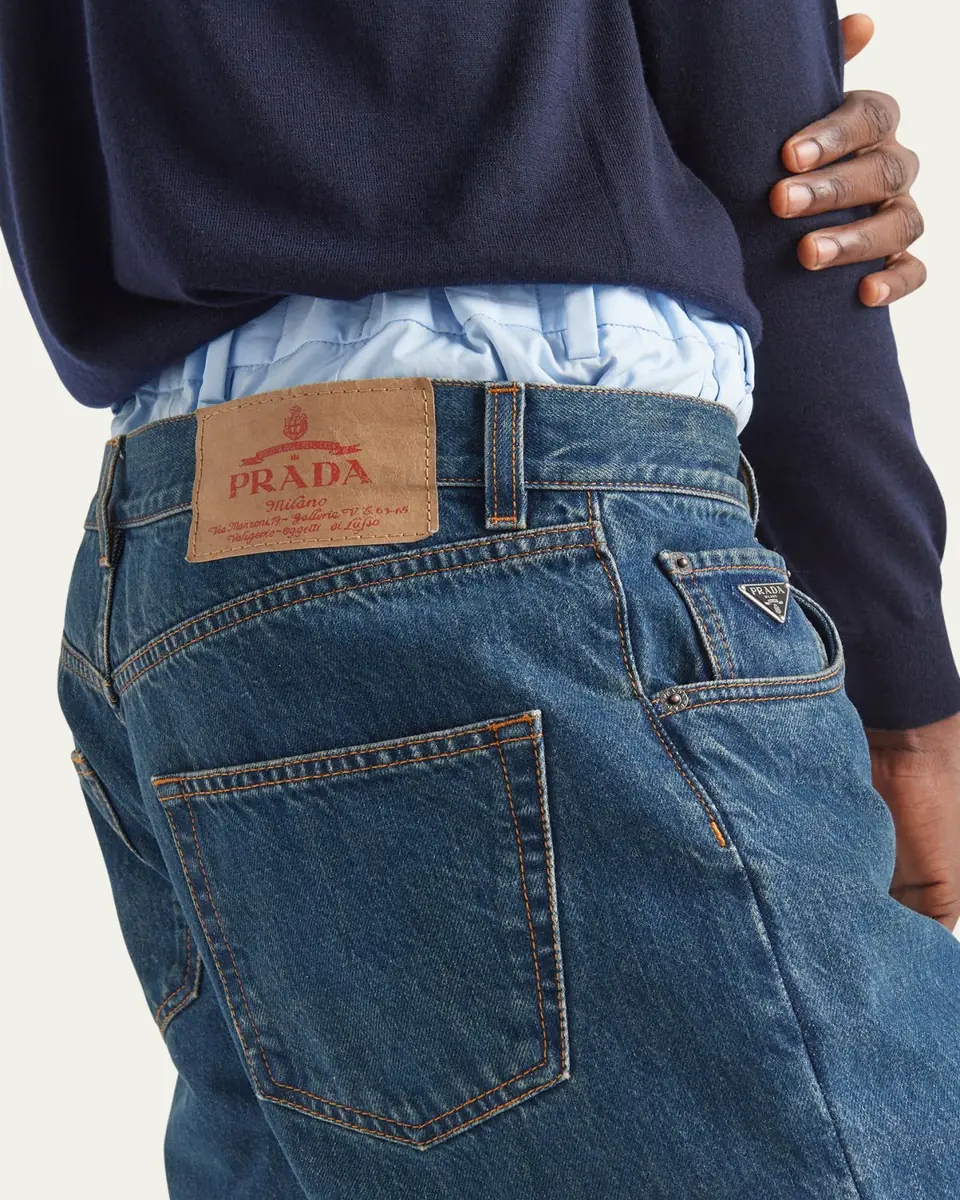 Prada Men's Relaxed Used-Look Jeans | Thumbnail 4 Prada Men's Relaxed Used-Look Jeans | Thumbnail 4