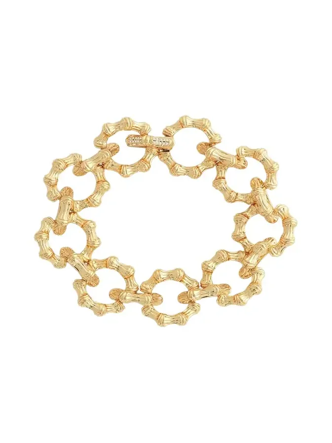 Cubic Zirconia Bamboo Chain Bracelet