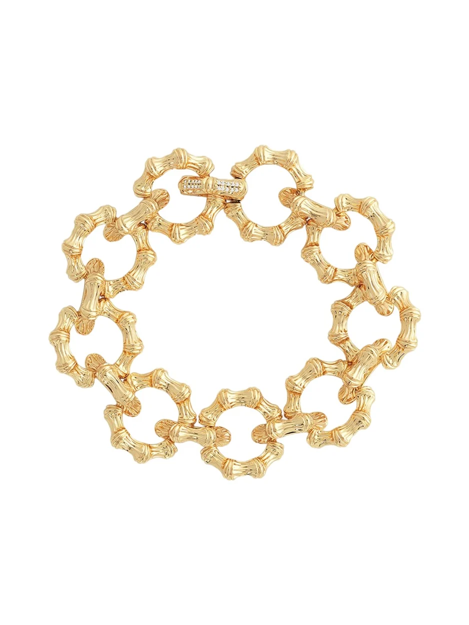 Cubic Zirconia Bamboo Chain Bracelet