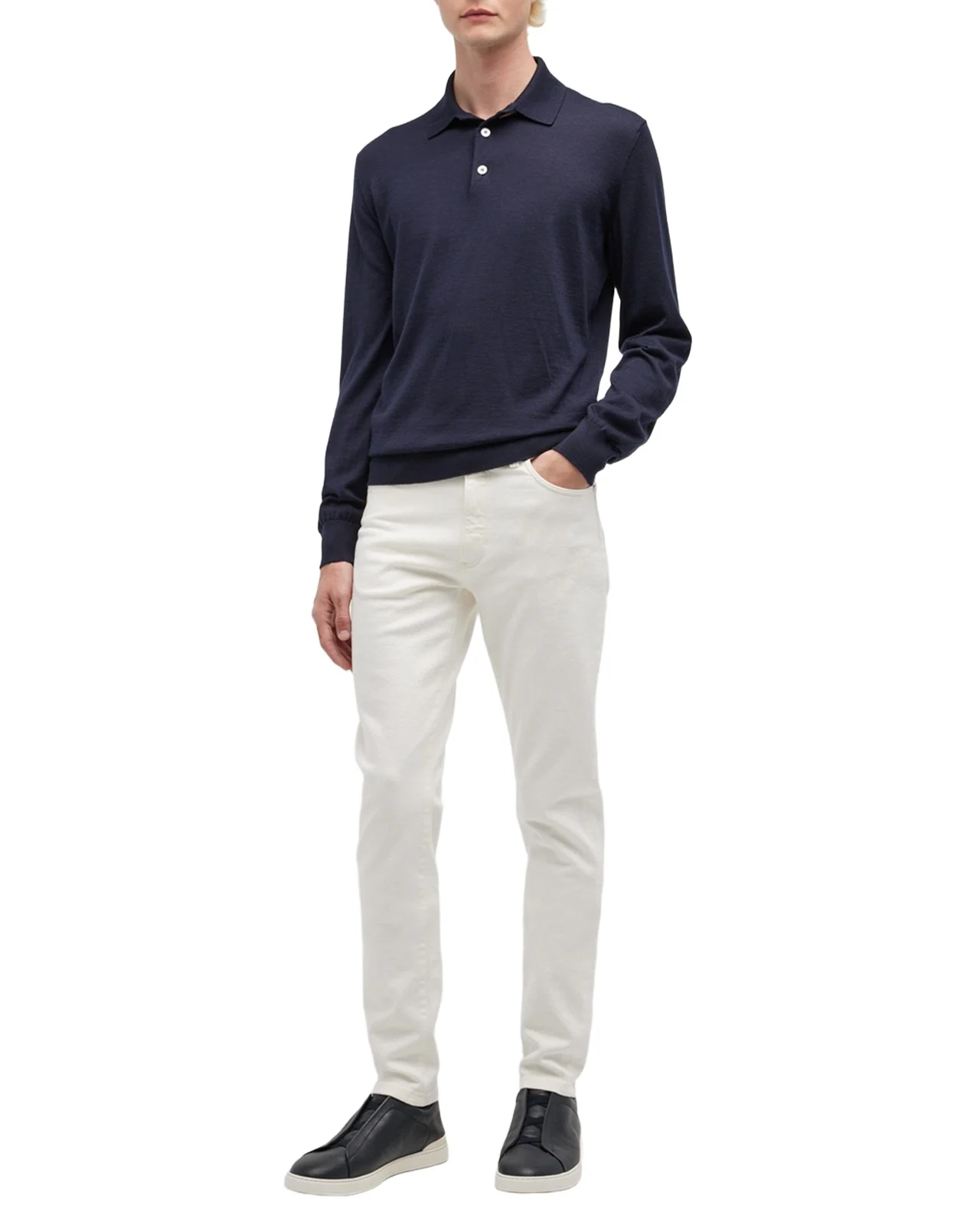 Men's Cashmere-Silk Polo Sweater Men's Cashmere-Silk Polo Sweater