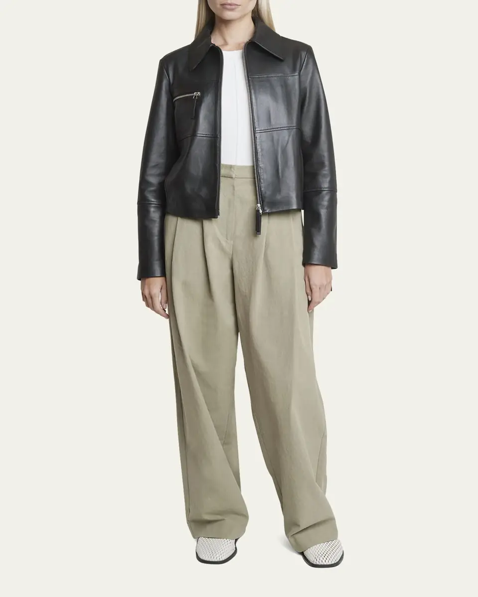 Proenza Schouler White Label Annabel Zip-Front Leather Jacket | Thumbnail 2 Proenza Schouler White Label Annabel Zip-Front Leather Jacket | Thumbnail 2
