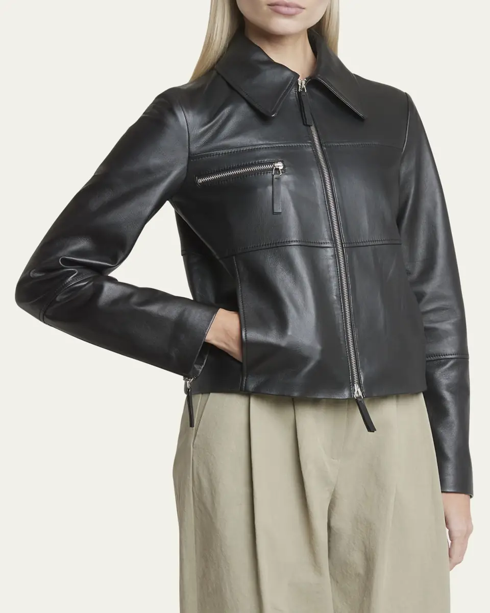 Proenza Schouler White Label Annabel Zip-Front Leather Jacket | Thumbnail 4 Proenza Schouler White Label Annabel Zip-Front Leather Jacket | Thumbnail 4