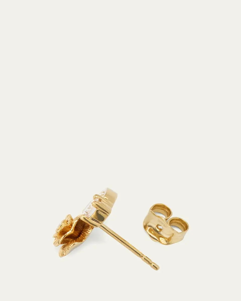 Sydney Evan 14K Gold and Diamond Large Marquise Eye Rose Stud Earring, Left | Thumbnail 4
