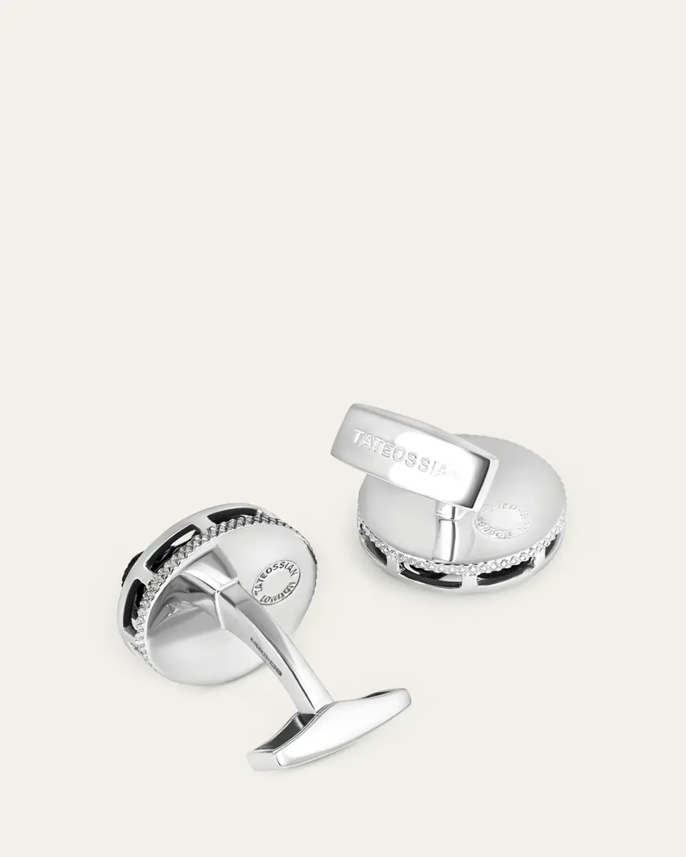 Tateossian Men's Sterling Silver Carved Horn Owl Cufflinks with Diamonds | Thumbnail 2 Tateossian Men's Sterling Silver Carved Horn Owl Cufflinks with Diamonds | Thumbnail 2