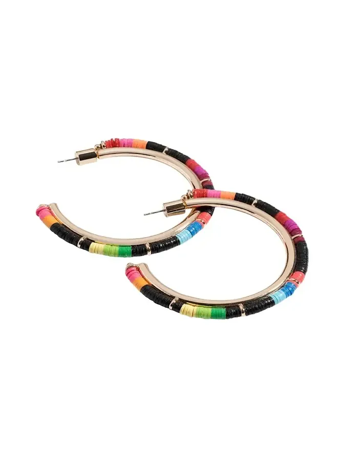 Mini Anguilla Hoop Earrings with Heishi Beads Mini Anguilla Hoop Earrings with Heishi Beads
