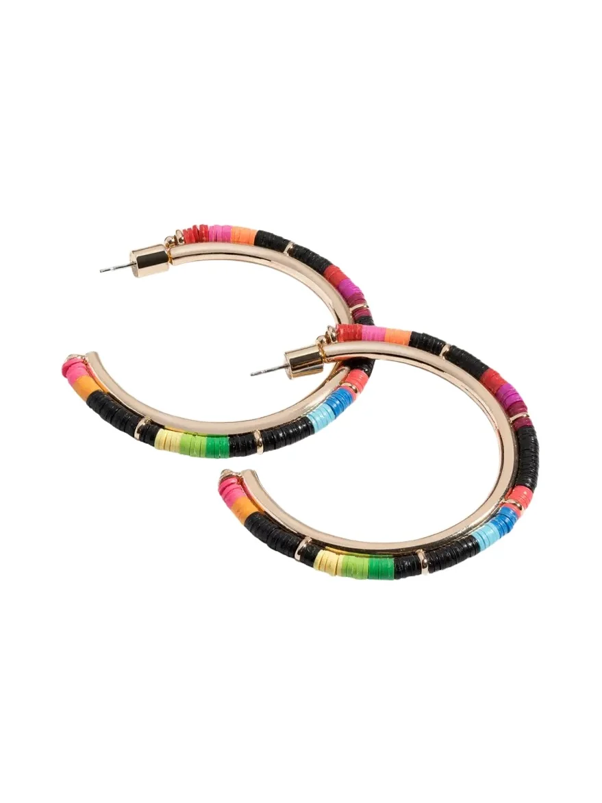 Elsie Frieda Mini Anguilla Hoop Earrings with Heishi Beads
