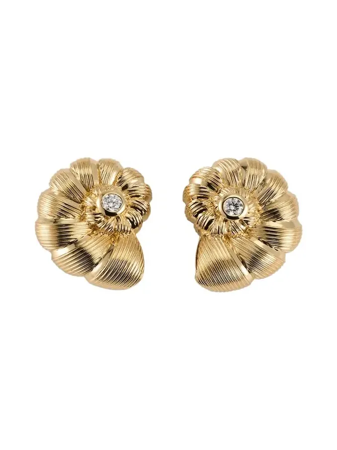 14K Diamond Large Nautilus Stud Earrings 14K Diamond Large Nautilus Stud Earrings