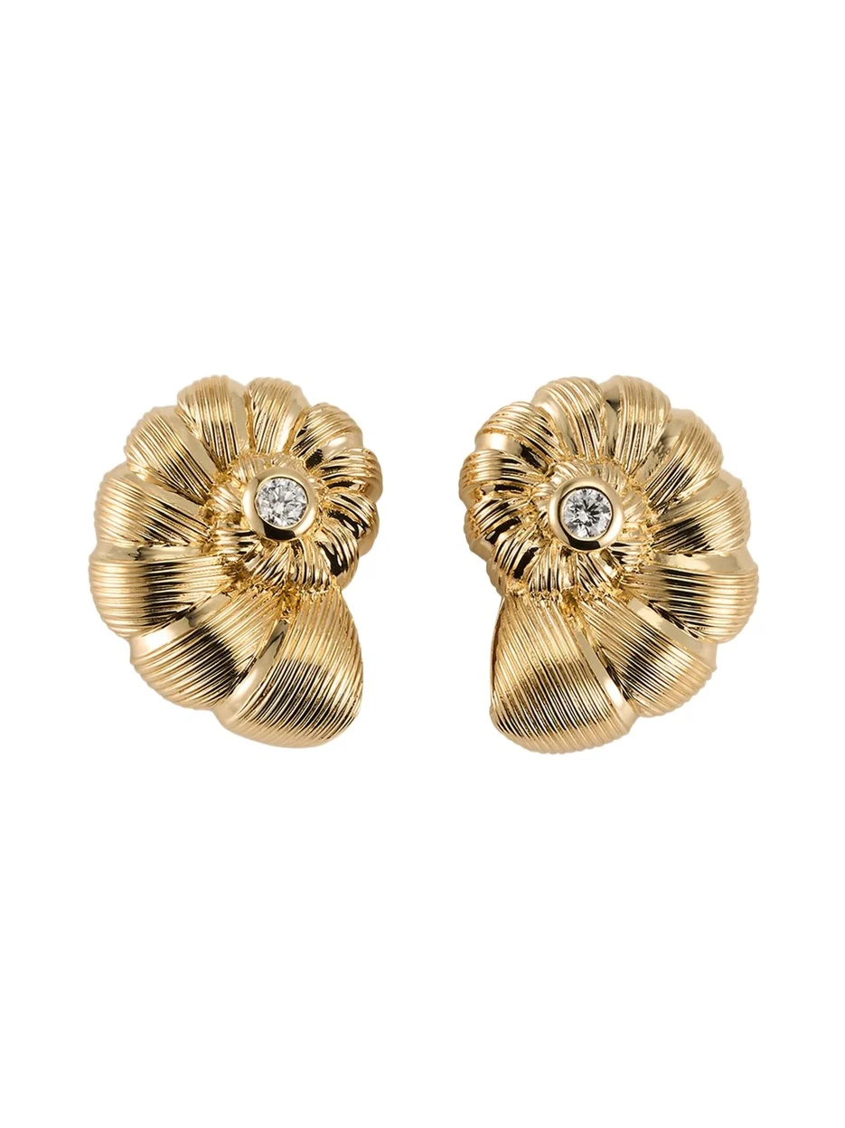 14K Diamond Large Nautilus Stud Earrings 14K Diamond Large Nautilus Stud Earrings