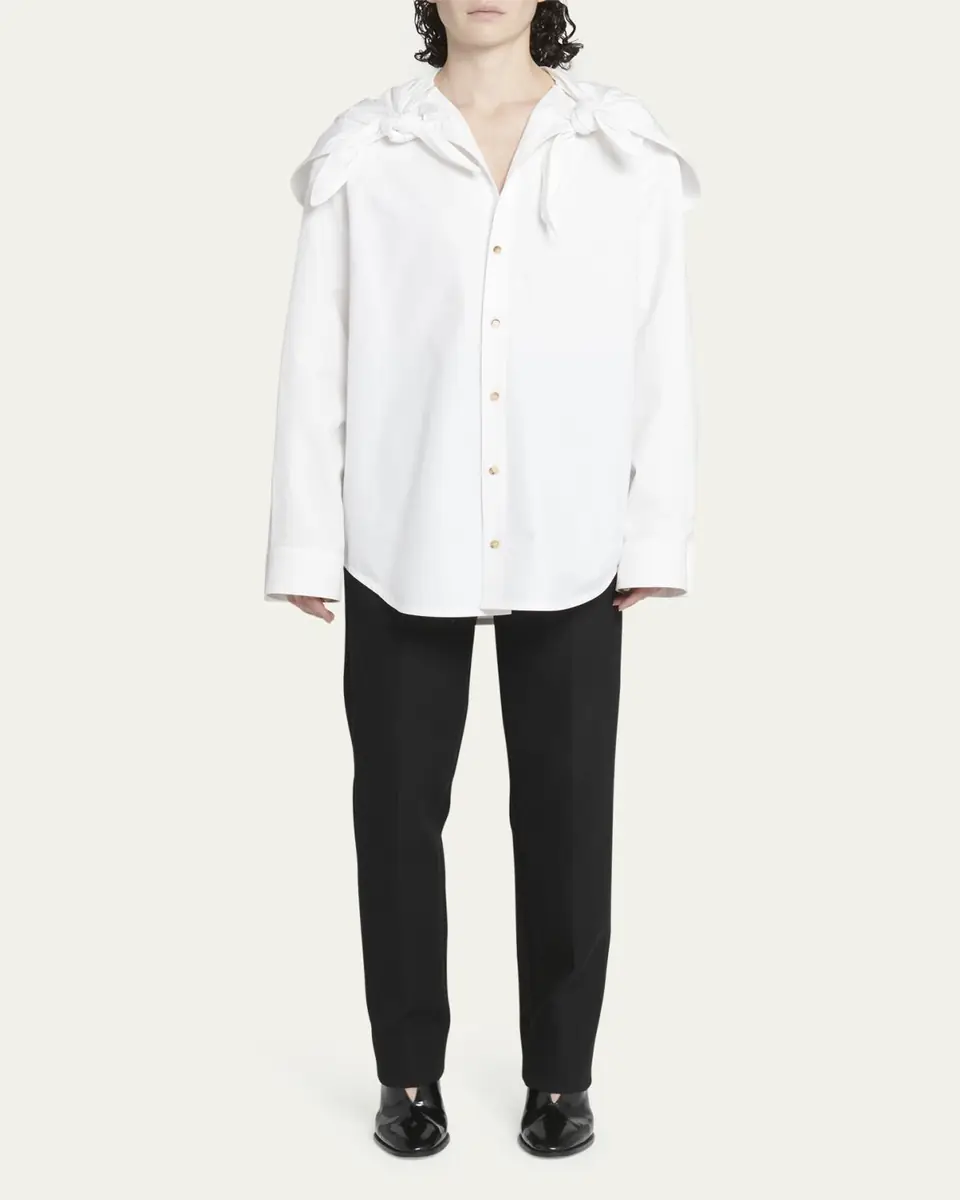 Bottega Veneta Knotted Compact Cotton Canvas Button Down Shirt | Thumbnail 2 Bottega Veneta Knotted Compact Cotton Canvas Button Down Shirt | Thumbnail 2