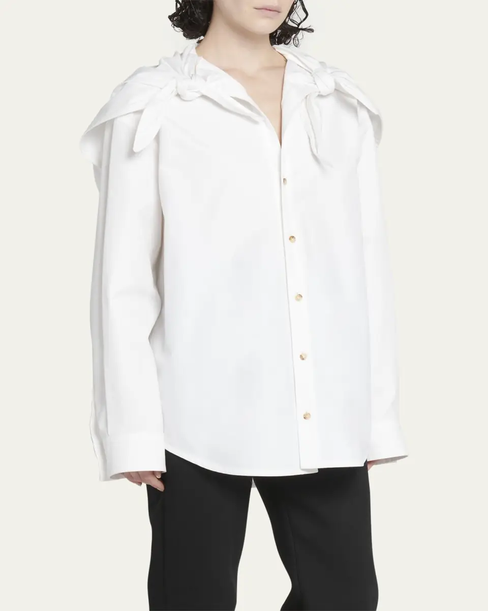 Bottega Veneta Knotted Compact Cotton Canvas Button Down Shirt | Thumbnail 4 Bottega Veneta Knotted Compact Cotton Canvas Button Down Shirt | Thumbnail 4