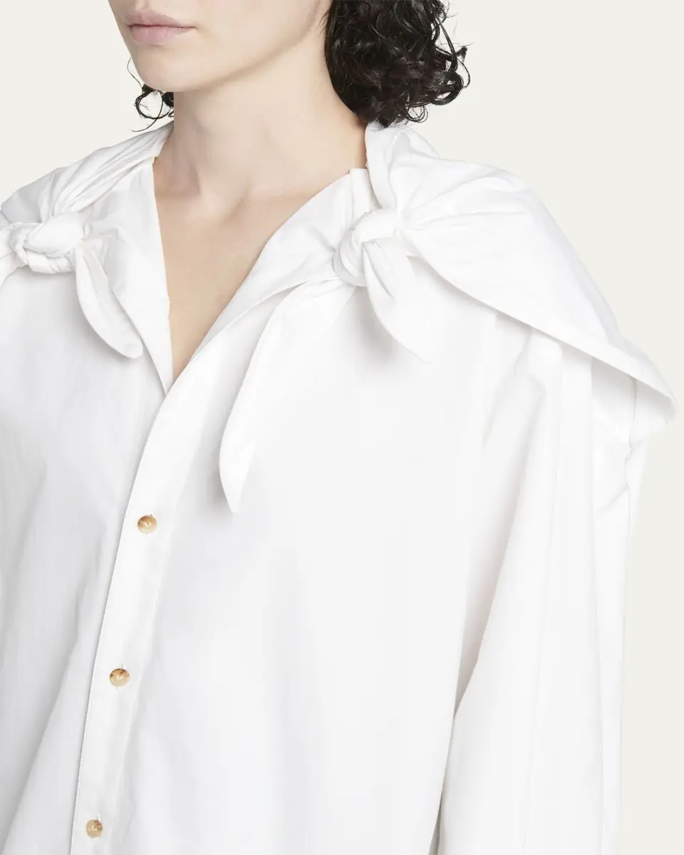 Bottega Veneta Knotted Compact Cotton Canvas Button Down Shirt | Thumbnail 5 Bottega Veneta Knotted Compact Cotton Canvas Button Down Shirt | Thumbnail 5