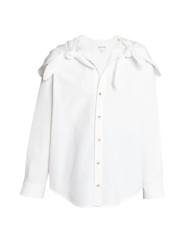 Knotted Compact Cotton Canvas Button Down Shirt