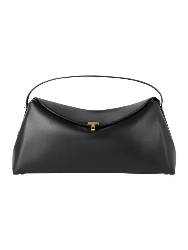 T Lock Flap Leather Shoulder Bag