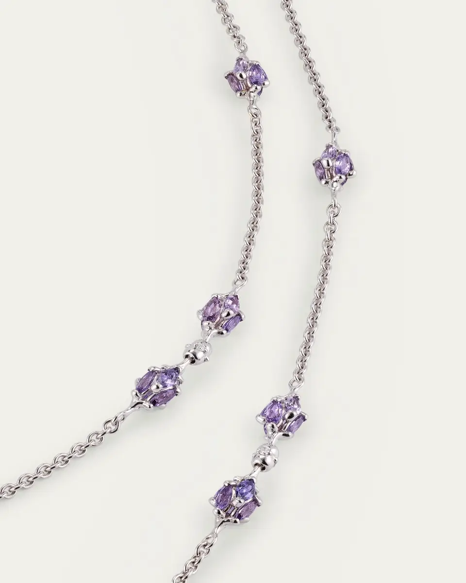 Paul Morelli 18k White Gold Purple Sapphire and Diamond Dahlia Necklace | Thumbnail 4 Paul Morelli 18k White Gold Purple Sapphire and Diamond Dahlia Necklace | Thumbnail 4