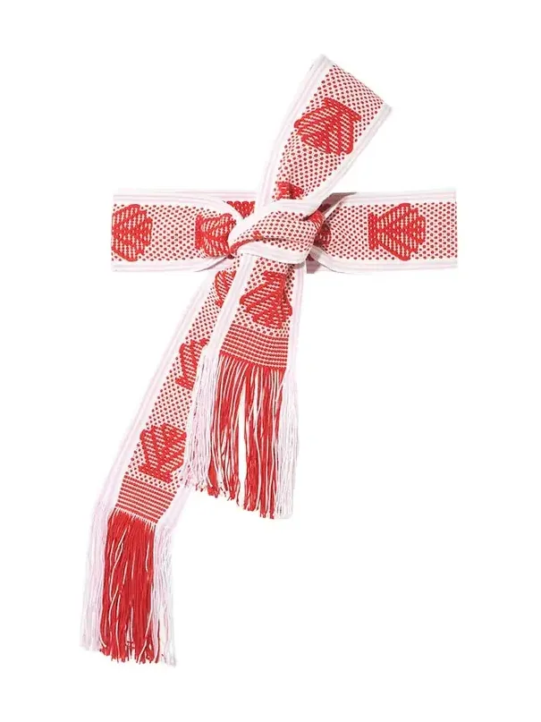 Pippa Holt Handwoven Wide Pink, White and Red Shells Belt