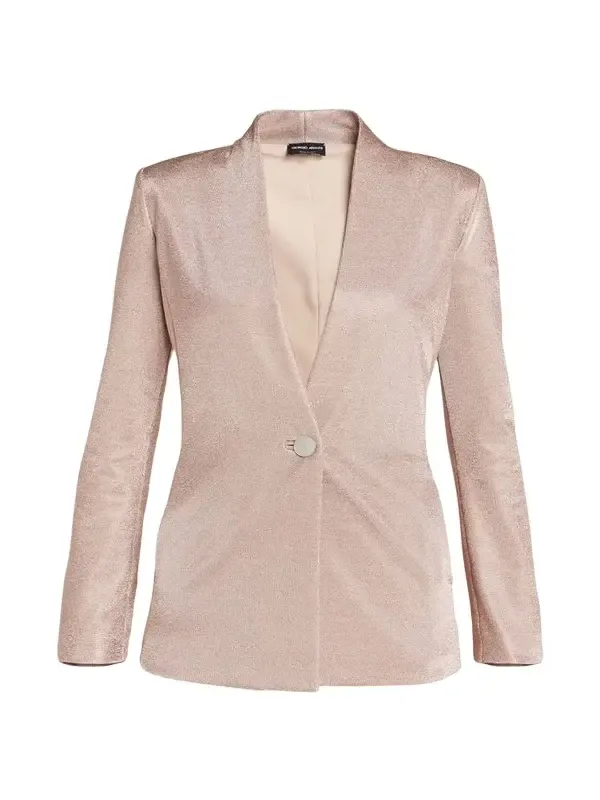 Metallic Bonded Jersey One-Button Blazer Metallic Bonded Jersey One-Button Blazer