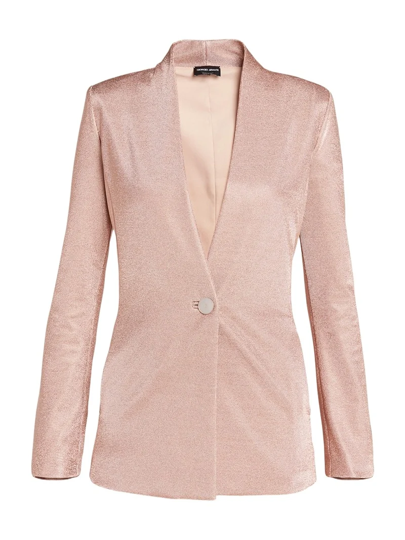 Metallic Bonded Jersey One-Button Blazer