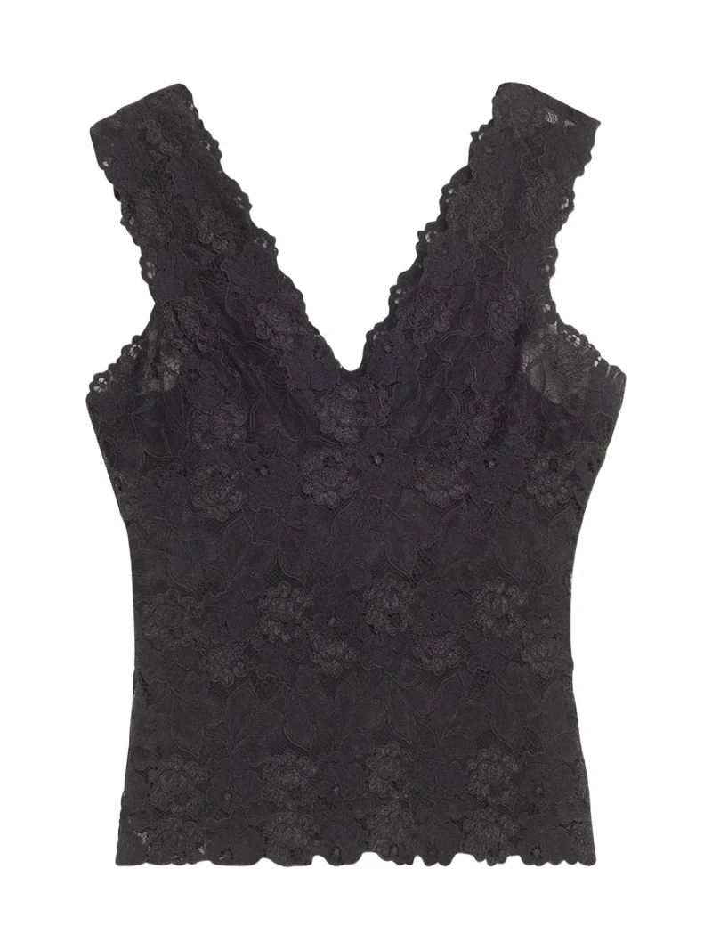 V-Neck Floral Lace Tank