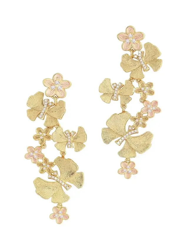 Cubic Zirconia Butterfly and Flower Statement Earrings