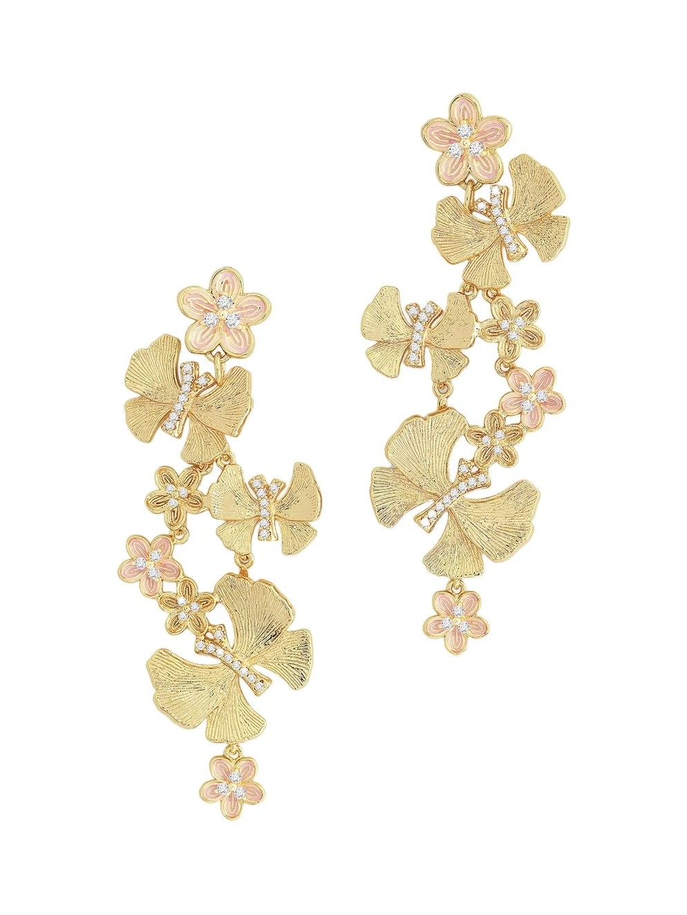 Cubic Zirconia Butterfly and Flower Statement Earrings Cubic Zirconia Butterfly and Flower Statement Earrings
