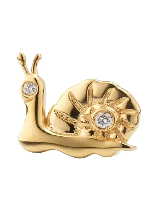 14k Diamond Small Snail Stud Earring, Single Left