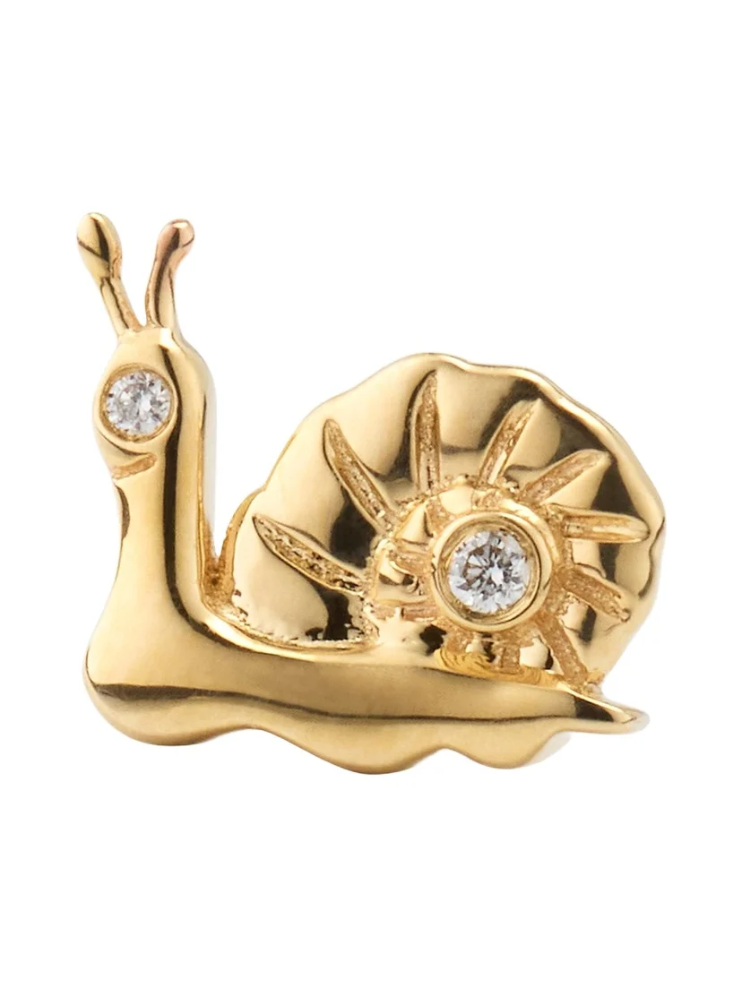 14k Diamond Small Snail Stud Earring, Single Left 14k Diamond Small Snail Stud Earring, Single Left