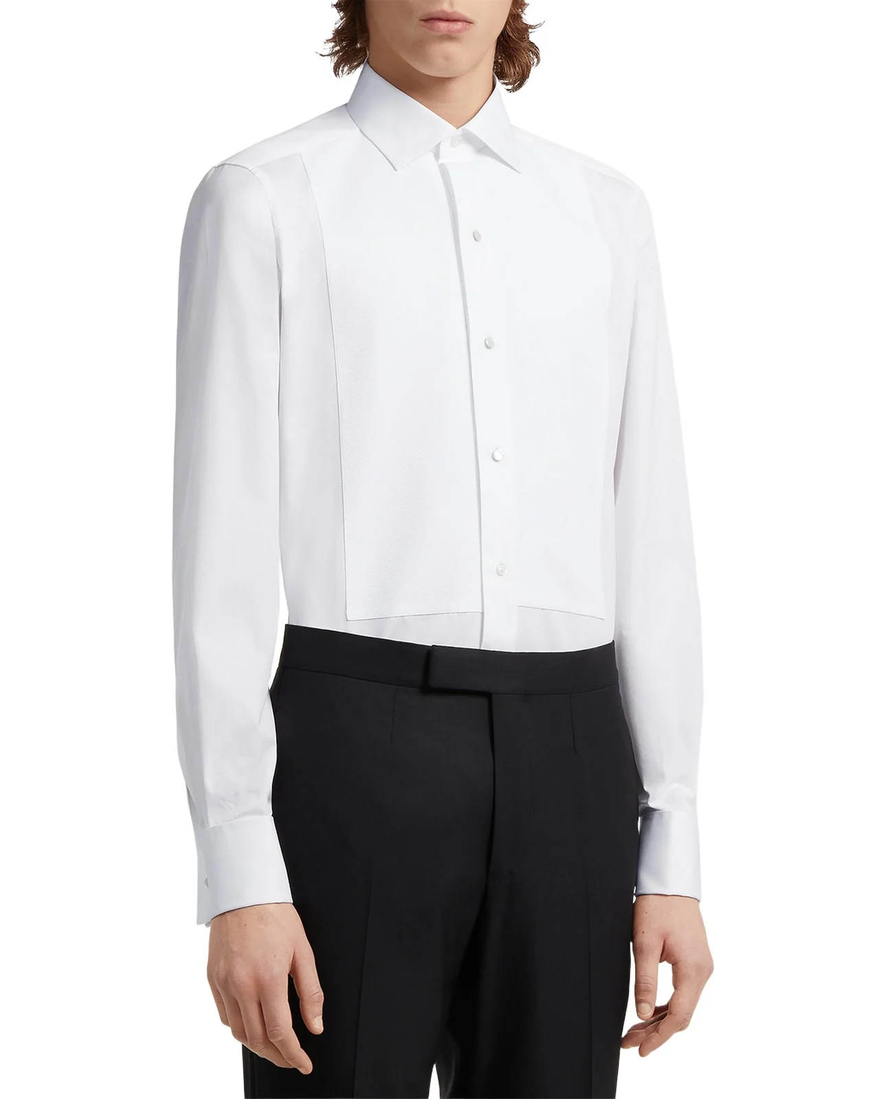 Zegna Men's Formal Piquet Evening Shirt