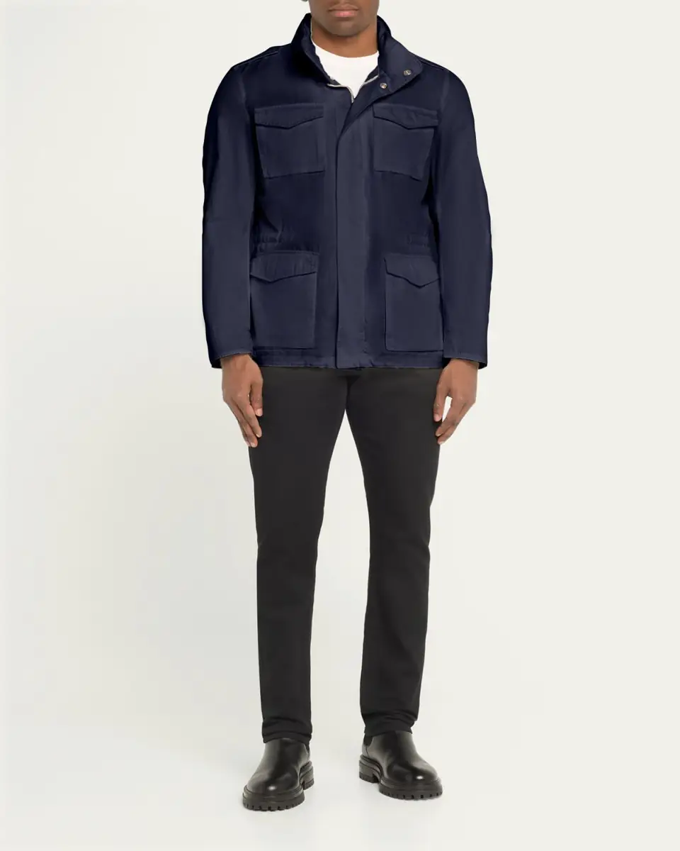 HERNO Men's Cotton Concealed-Zip Safari Jacket | Thumbnail 2 HERNO Men's Cotton Concealed-Zip Safari Jacket | Thumbnail 2