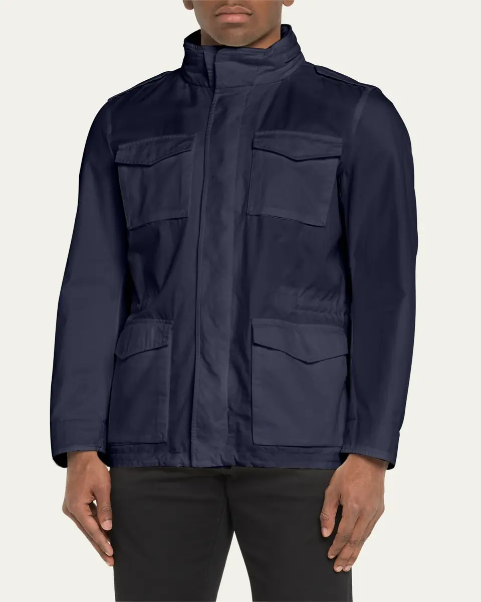 HERNO Men's Cotton Concealed-Zip Safari Jacket | Thumbnail 4 HERNO Men's Cotton Concealed-Zip Safari Jacket | Thumbnail 4