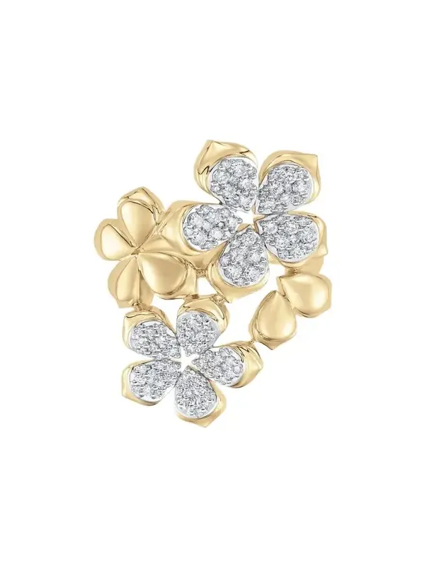18K Two-Tone Gold Lierre Diamond Flower Cluster Ring