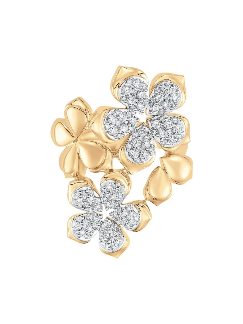 18K Two-Tone Gold Lierre Diamond Flower Cluster Ring
