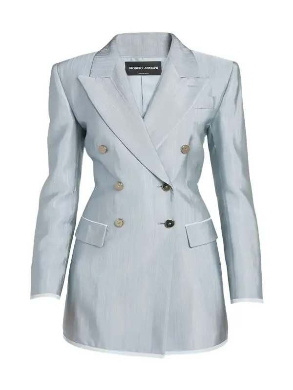 Textured Viscose Double-Breasted Blazer Textured Viscose Double-Breasted Blazer
