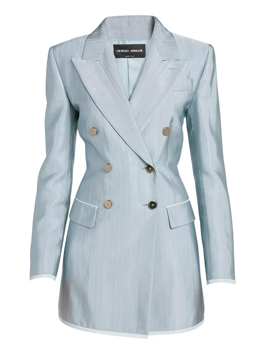 Textured Viscose Double-Breasted Blazer Textured Viscose Double-Breasted Blazer