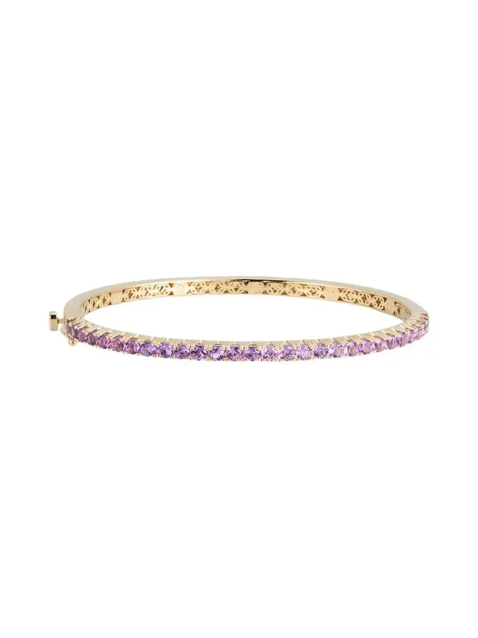 14K Gold Pave Amethyst Bangle Bracelet 14K Gold Pave Amethyst Bangle Bracelet