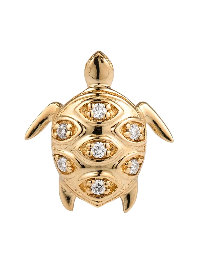 Sydney Evan 14K Turtle Earring with Marquise Eye Shell, Single